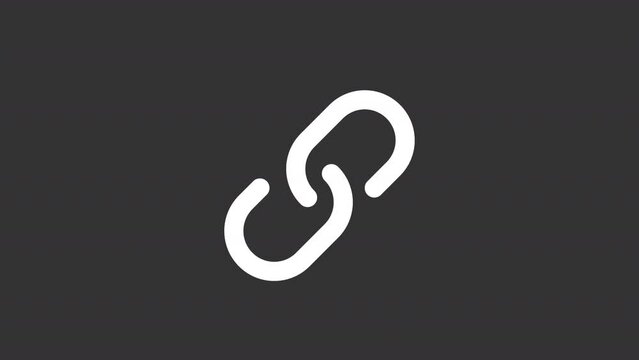 Animated link white line ui icon. Digital reference. Seamless loop HD video with alpha channel on transparent background. Isolated user interface symbol motion graphic design for night mode