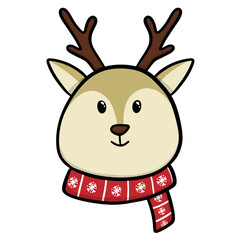 christmas reindeer with red scarf 