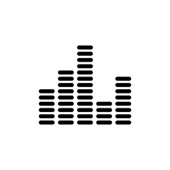 Equalizer line icon. Songs, singing, note, hearing, beat, bass, musician, genre, hits, relaxation, melody, musical instruments, concert, composer. Music concept. Vector black line icon