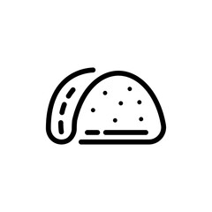 Taco line icon. Meat, condensed milk, dough, chicken, pork, beef, restaurant, eatery, cafe, table, mongal guests, barbecue, cook, fry, marinade, cook. Food concept Vector black line icon
