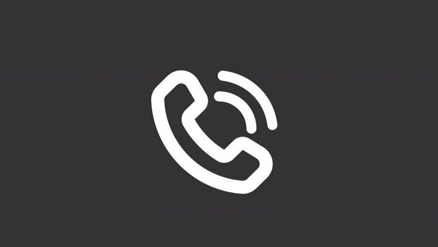 Animated calling white line ui icon. Dialling phone. Seamless loop HD video with alpha channel on transparent background. Isolated user interface symbol motion graphic design for night mode