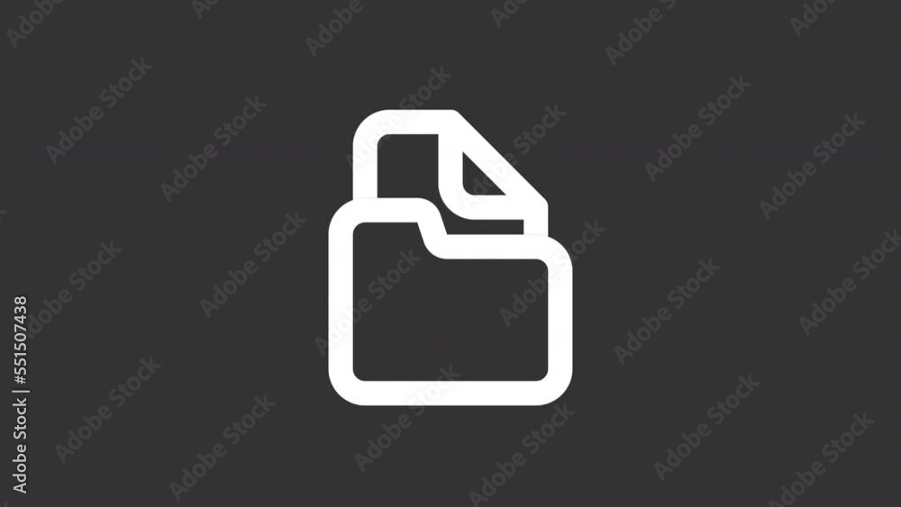 Poster animated folder white line ui icon. digital storage. seamless loop hd video with alpha channel on tr
