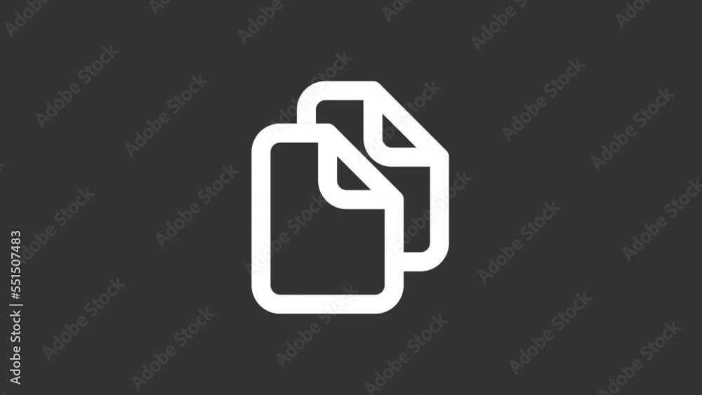 Poster animated copy white line ui icon. clipboard. duplicate file. seamless loop hd video with alpha chann