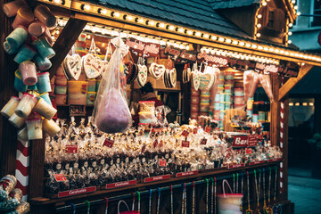 Winter lights Christmas market in the center of Luxembourg city