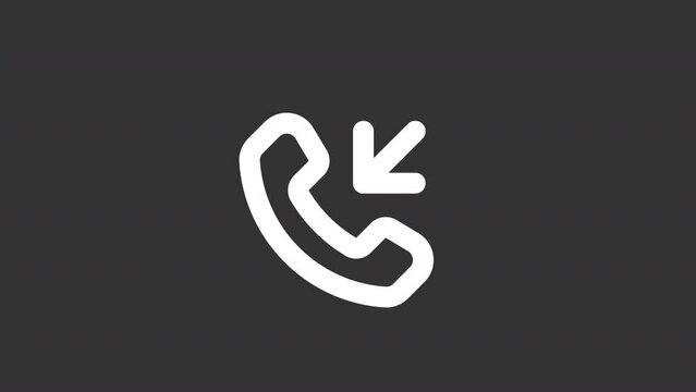 Animated trouble white line ui icon. Incoming call failure. Seamless loop HD video with alpha channel on transparent background. Isolated user interface symbol motion graphic design for night mode