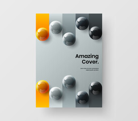 Simple 3D balls book cover concept. Minimalistic corporate identity A4 vector design layout.