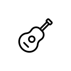 Guitar line icon. Strings, musical instrument, sound, song, singing, sounding, voice, art, string instrument. Music concept. Vector black line icon on a white background