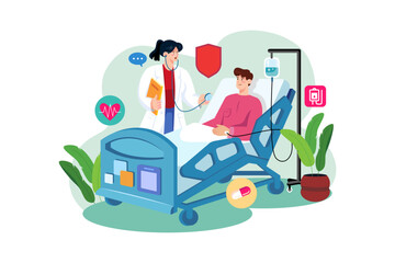 Doctor Checking Patient In A Hospital Illustration concept on white background