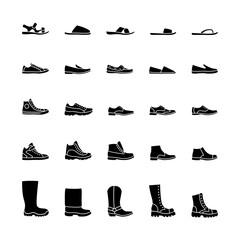 Icons men's shoes black glyph icons isolated PNG