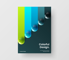 Colorful handbill A4 design vector concept. Abstract 3D spheres company cover layout.