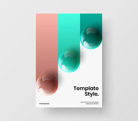 Creative corporate brochure A4 design vector illustration. Original realistic balls pamphlet template.