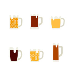 Flat icons of beer mugs isolated PNG