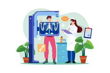 Patient Body X-Ray Illustration concept on white background