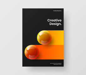 Vivid realistic balls journal cover illustration. Fresh postcard A4 design vector template.