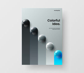 Unique journal cover A4 vector design concept. Abstract 3D balls presentation template.