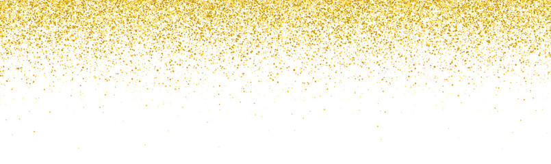 Wide gold glitter falling particles isolated