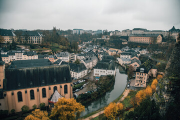 Fototapeta na wymiar Panorama over the beautiful city of Luxembourg in Europe