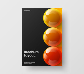 Colorful 3D spheres catalog cover concept. Premium booklet vector design illustration.