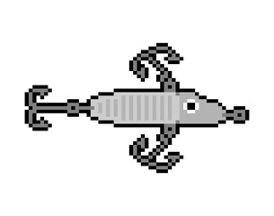 Spinner fishing tackle pixel art. 8 bit Accessory for fishing pixelated