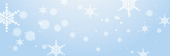 Blue snowflake banner for christmas and winter. New year vector illustration.