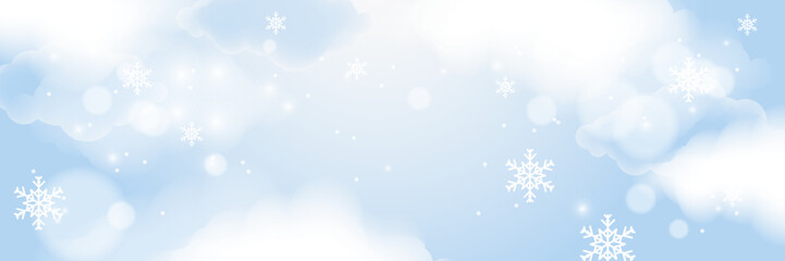 Fototapeta na wymiar Elegant Christmas banner wallpaper with Frosty Snowflake. Seasonal Banner with copy-space.