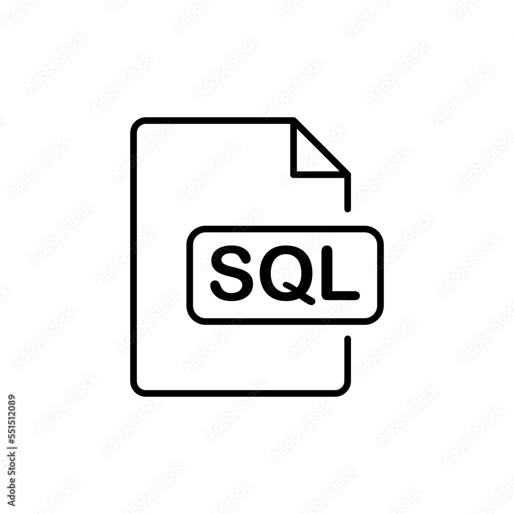 Poster database line icon. programming language, file, software, job, access, office suite, record keeping,