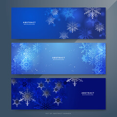 Naklejka na ściany i meble Abstract Christmas banner with snowflake border decoration. Christmas background for poster, greeting card, wide banner, wallpaper, decor, header, landing page