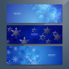 Naklejka na ściany i meble Abstract Christmas banner with snowflake border decoration. Christmas background for poster, greeting card, wide banner, wallpaper, decor, header, landing page