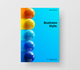 Abstract corporate brochure A4 vector design illustration. Original realistic balls front page layout.