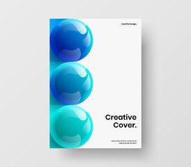 Bright realistic spheres poster concept. Trendy annual report A4 vector design illustration.