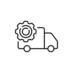 Delivery line icon. Security, product, sale, purchase, terms, dates, alerts, world, edits, transportation, storage, quality, car. The concept of cargo transportation. Vector black line icon