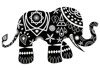 Fototapeta premium black and white elephant vector