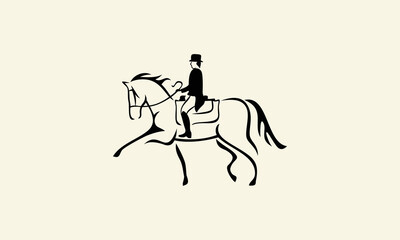 line art horseman logo design