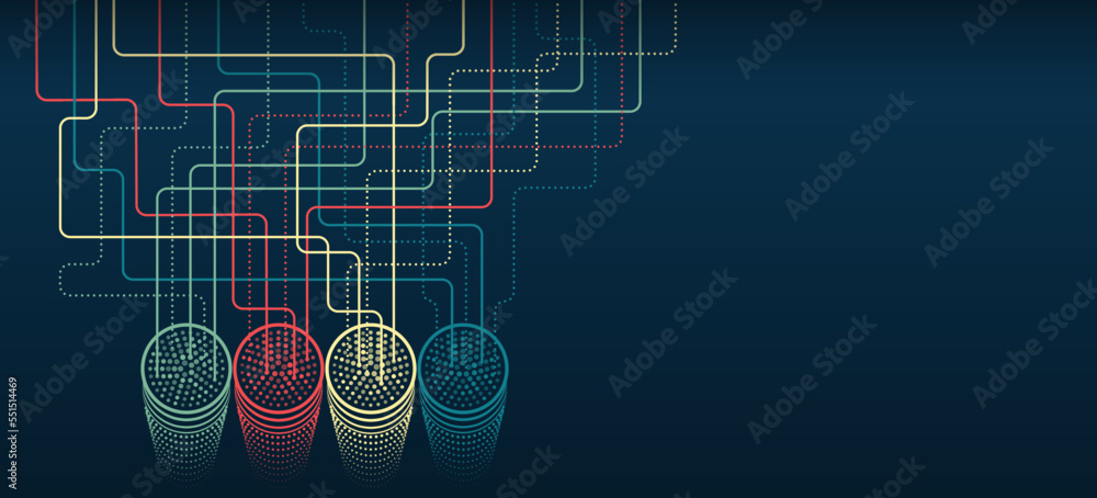 Fototapete Structuring the flow of information. Data analytics concept. Sorting a large amount of data on a dark background. Big data visualization. Futuristic network or business analytics.