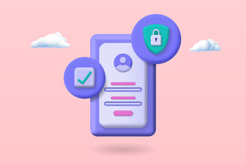 3d account login and password. Online protection concept. secure login form. Vector 3d illustration