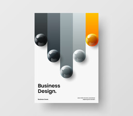 Geometric catalog cover design vector illustration. Colorful 3D balls corporate identity concept.