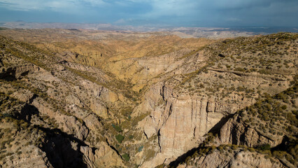 vista aérea de los cañones del desierto de Gorafe, España