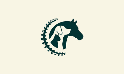 silhouette pet veterinary logo template