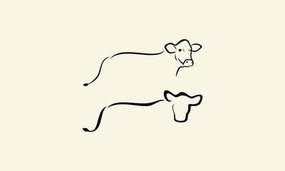 line art cow logo template