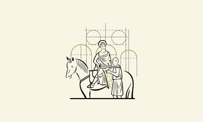 line art royal horse logo