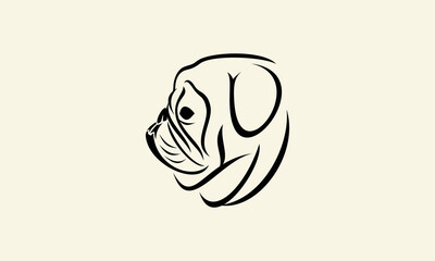 line art bulldog face logo