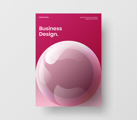 Amazing handbill design vector concept. Premium 3D spheres front page layout.