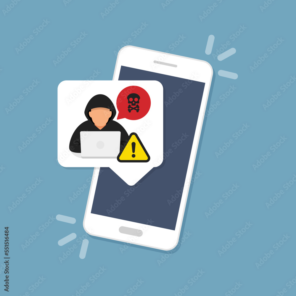 Poster hacker notification on mobile phone vector illustration.