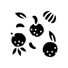 slice tangerine clementine peeled glyph icon vector. slice tangerine clementine peeled sign. isolated symbol illustration