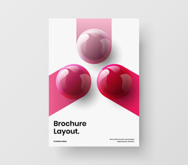 Abstract realistic balls poster concept. Geometric cover A4 vector design template.