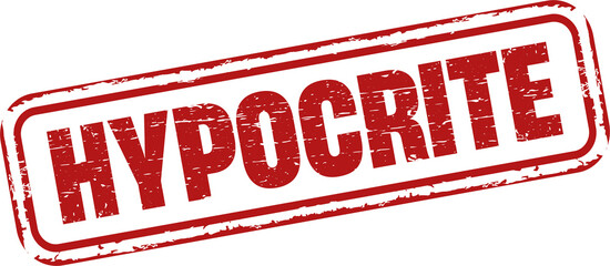 Hypocrite rubber stamp. Vintage old red color texture frame label