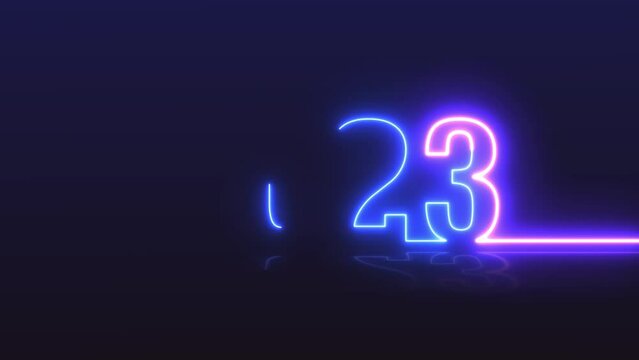 2023 text neon line motion illuminates to welcome the new year