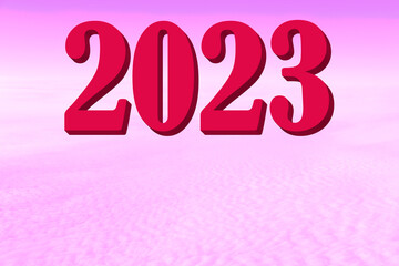 Volume Date of the New Year 2023 color Via Magenta on the background of Bright pink sky gradient background