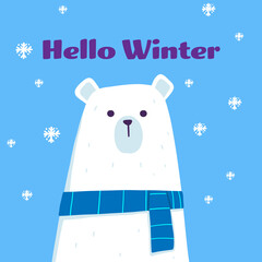 hello winter polar bear