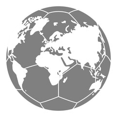 World Map on the Foot Ball Silhouette for Icon, Symbol, Pictogram, Sport News, Art Illustration, Apps, Website or Graphic Design Element. Format PNG